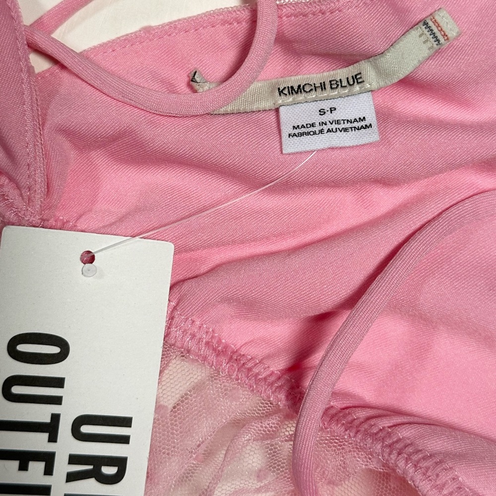 Urban Outfitters Pink Sheer Ruffle Top - Picture 4 of 12